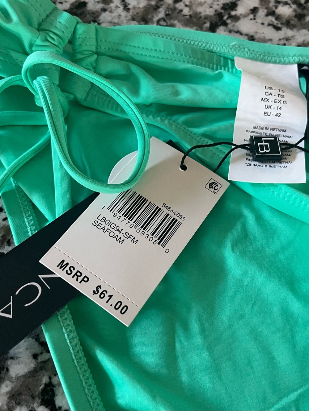 LA BLANCA ISLAND GODDESS SEAFOAM GREEN SIDE TIE HIPSTER BIKINI BOTTOM nwt - Picture 3 of 5
